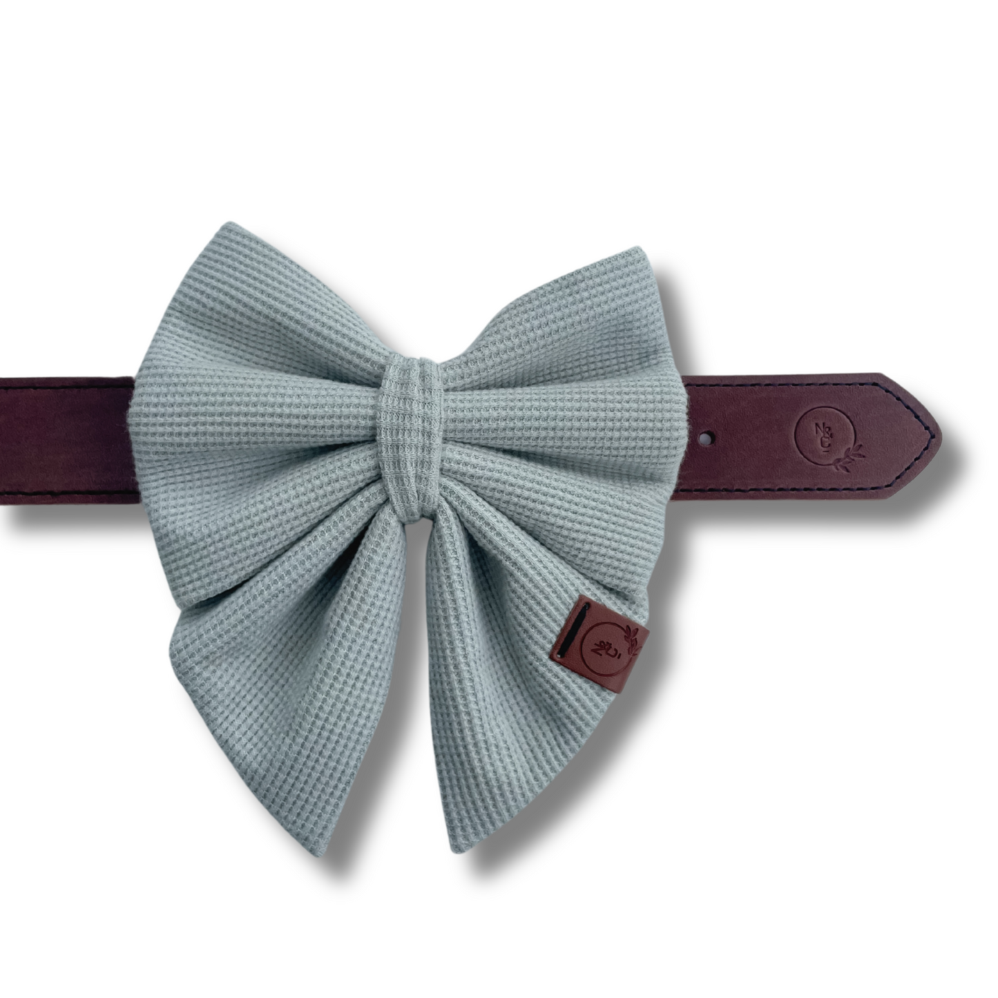 Sage Waffle Knit Dog Bow