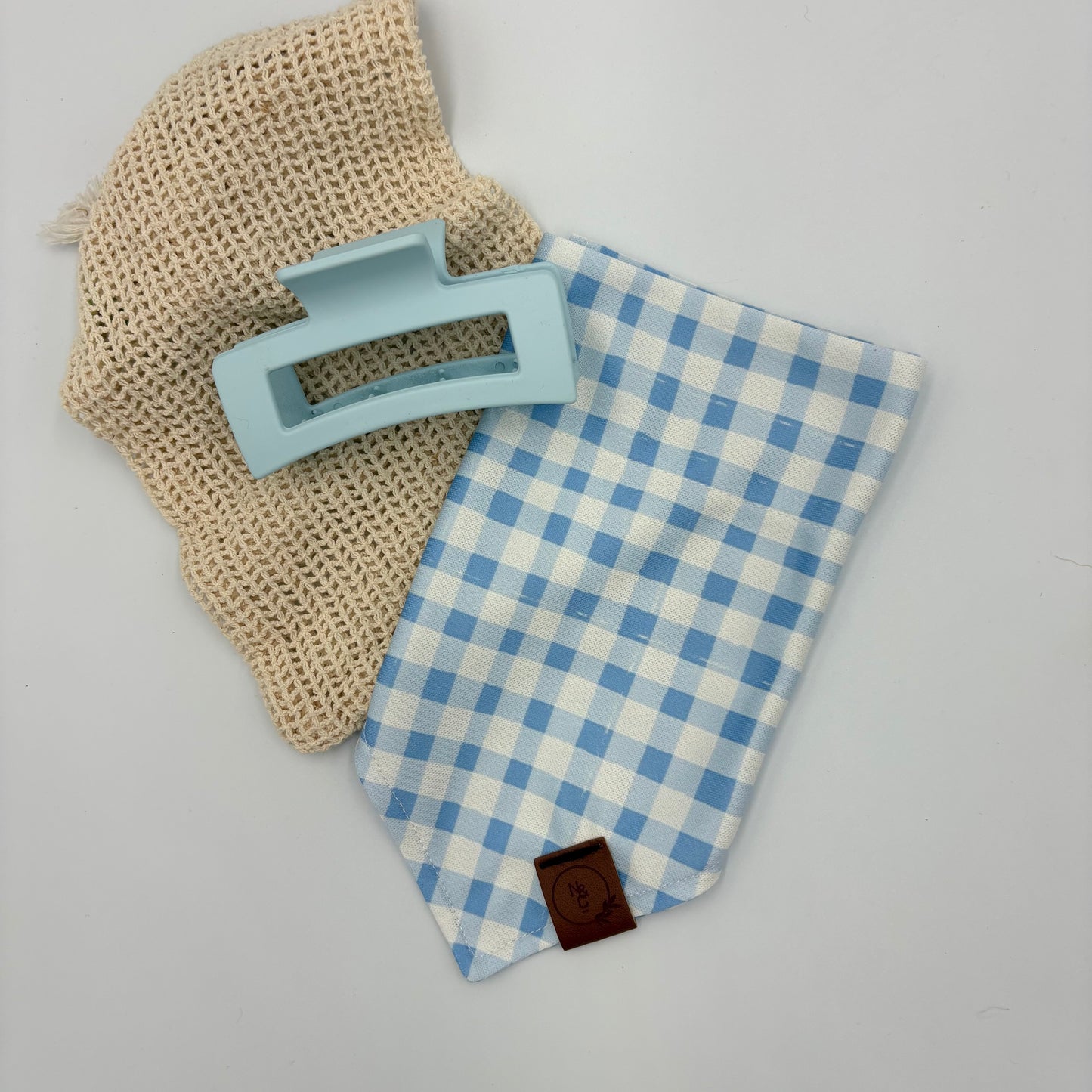 Blue Gingham Dog Bandana