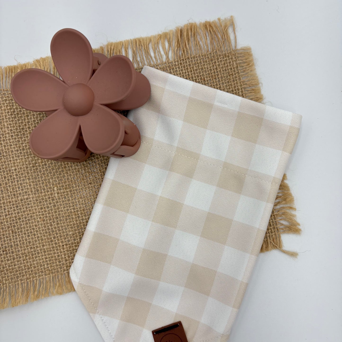 Neutral Gingham Dog Bandana