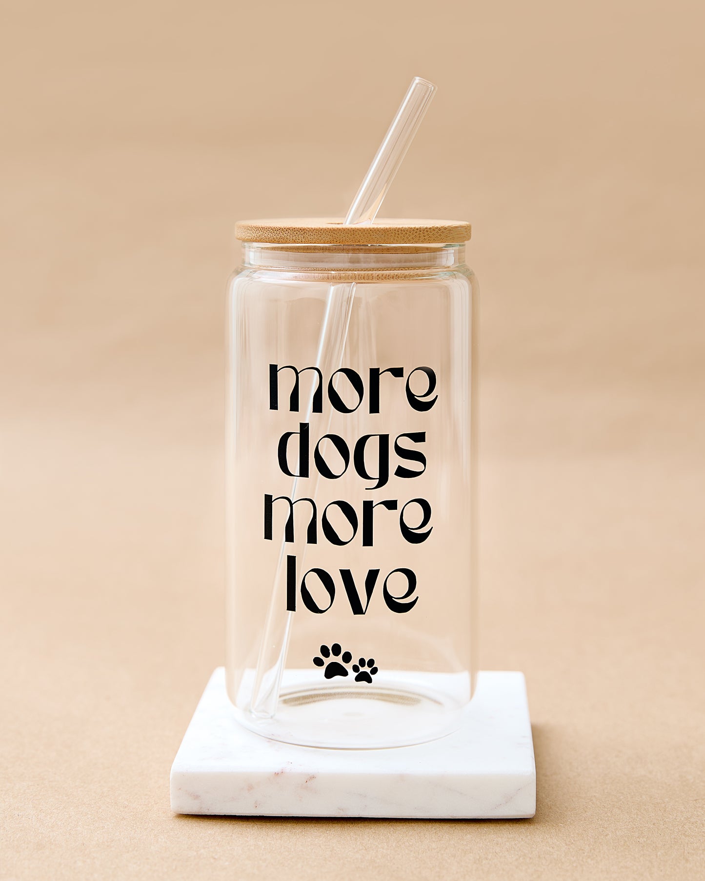 More Dogs More Love 16oz Glass Cup