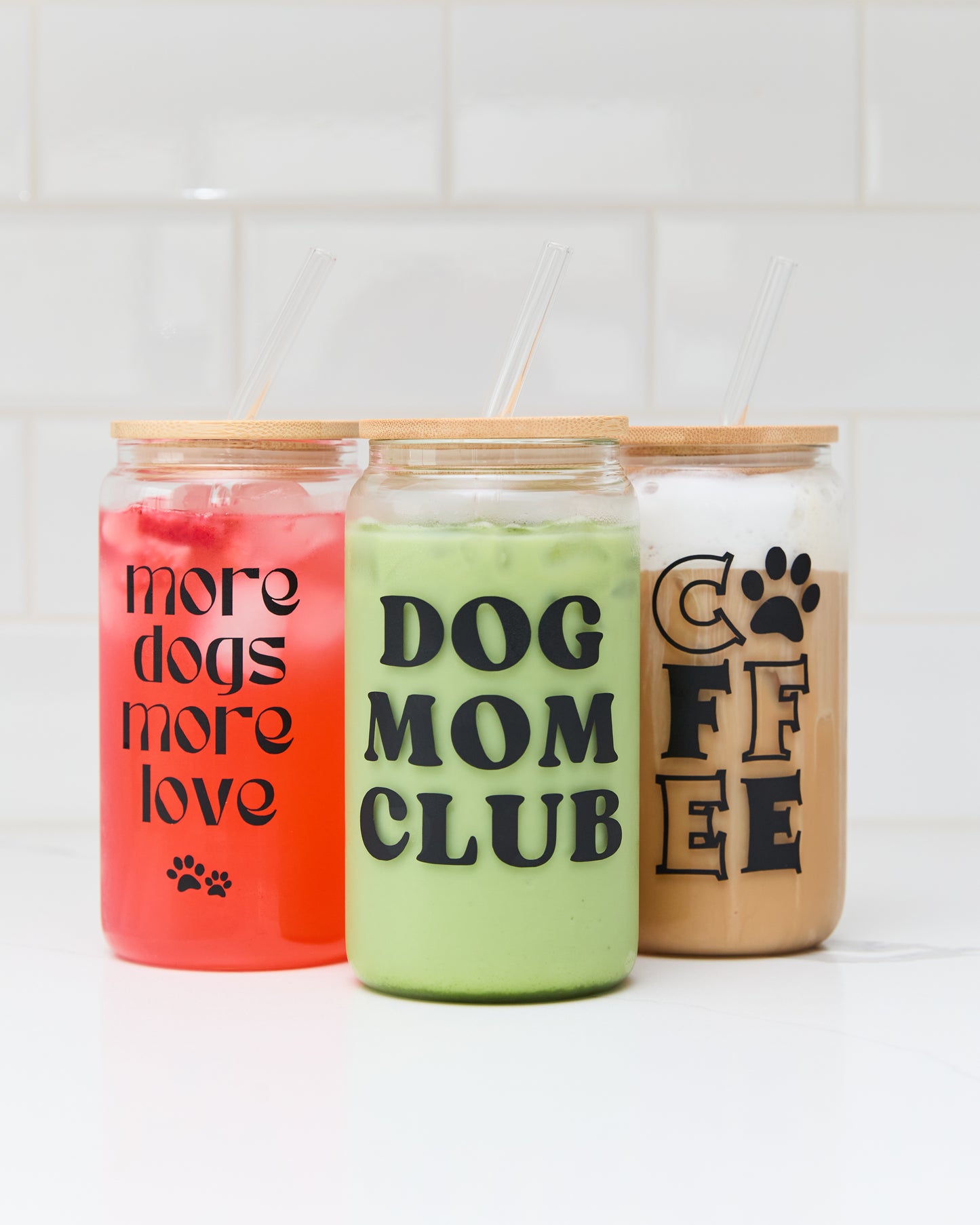 More Dogs More Love 16oz Glass Cup