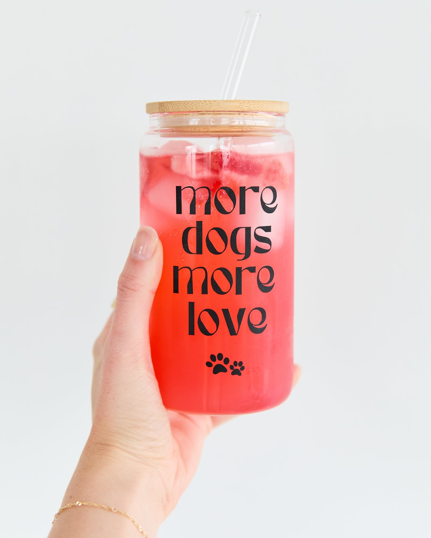 More Dogs More Love 16oz Glass Cup