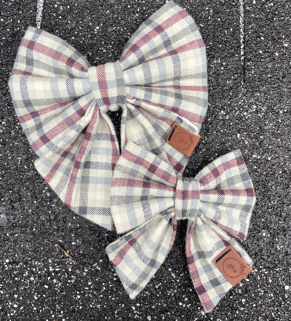 Christmas Plaid Dog Bow