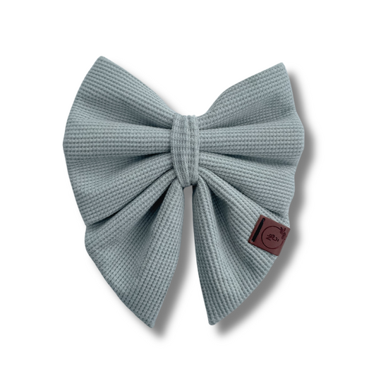 Sage Waffle Knit Dog Bow