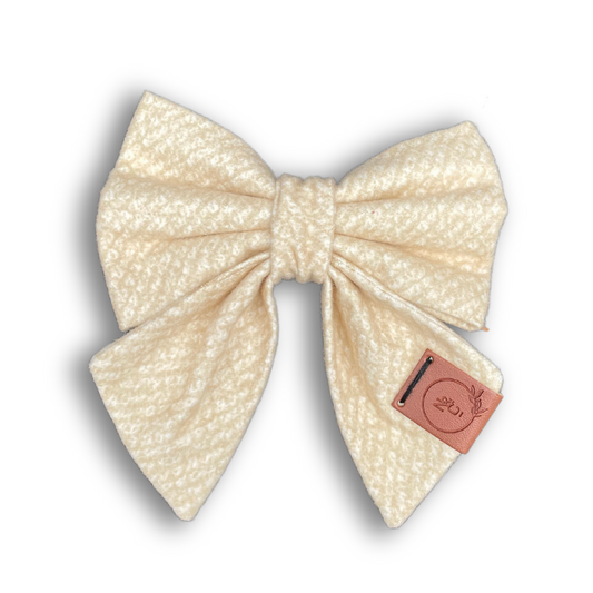 Cream Dog Bow