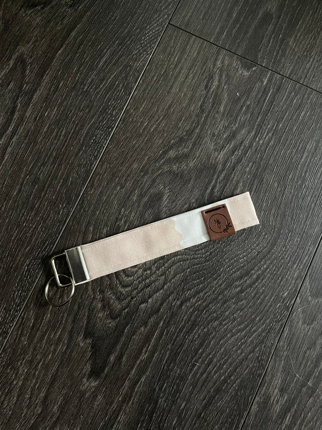 Neutral Cow Print Wristlet Keychain
